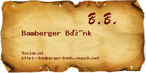 Bamberger Bánk névjegykártya